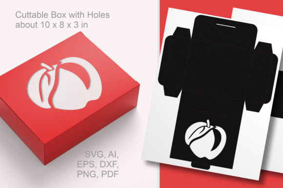 Apple with Leaf Rectangular Box Template: A 3D SVG Gift Box Asset for Creative Projects