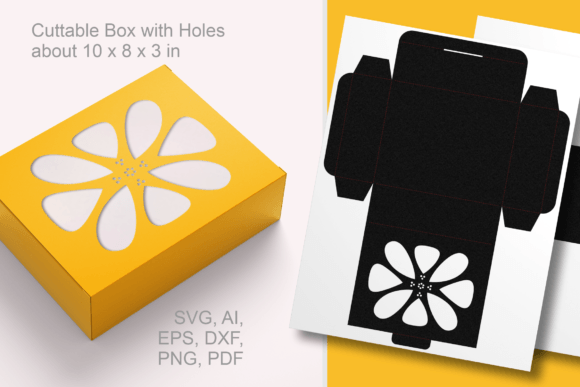 Blockish Sunflower Rectangular Favor Box – 3D SVG Gift Boxes for Creative Branding