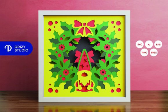 Christmas Wreath Gnome Shadow Box 3D SVG Review