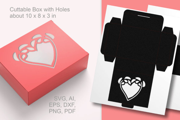 Flourish Heart Display Rectangular Box: A 3D SVG Gift Box Asset for Crafters