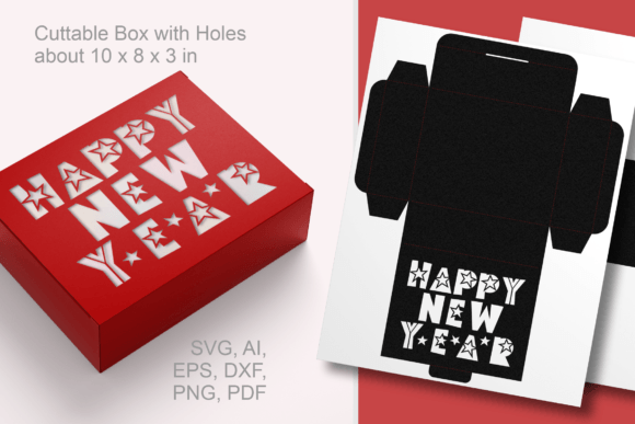 Happy New Year N Stars Rectangular Box: 3D SVG Gift Boxes Review