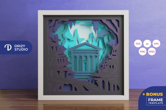 Lost City of Atlantis 3D Shadow Box SVG for Craft Projects