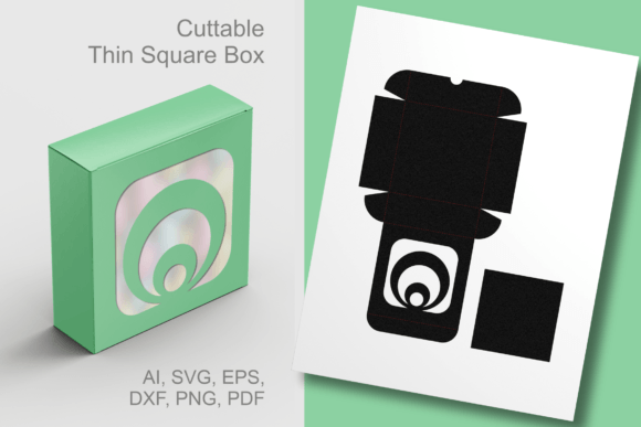 Mid Century Style Window Thin Square Box – A 3D SVG Shape for Creative Projects