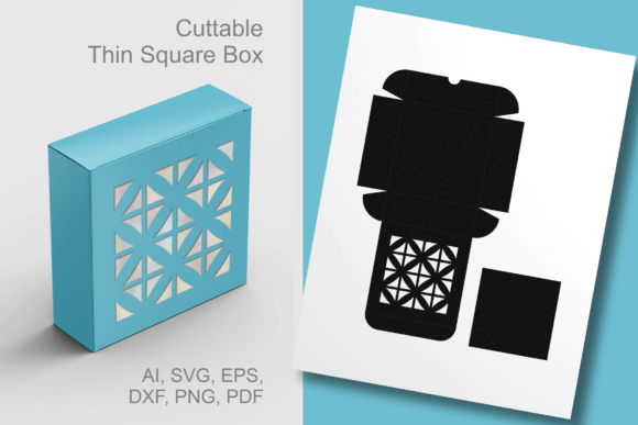 Modern Mesh Thin Square Box Template SVG: A 3D Graphic Design Asset for Branding