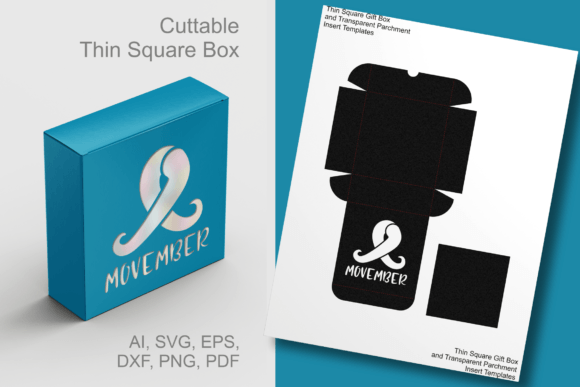Movember Cancer Awareness Square Box SVG: 3D Shapes for Branding