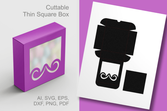 Mustache Window 2 Square Box Template – A 3D SVG Gift Box Design for Creative Sellers
