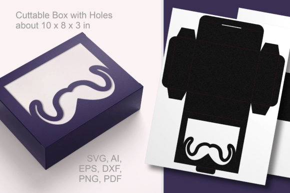 Mustache Window 3 Rectangular Favor Box