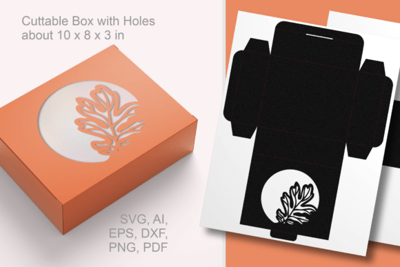 Oak Leaf in Round Window Favor Box SVG – A 3D Shapes Asset for Creative Branding