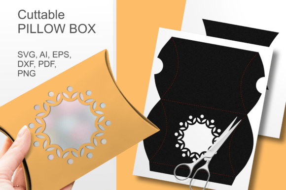 Ornamented Round Display Pillow Box 3D SVG for Gift Boxes