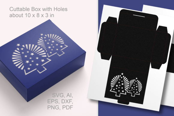 Shiny Christmas Trees Rectangular Box: 3D SVG Review