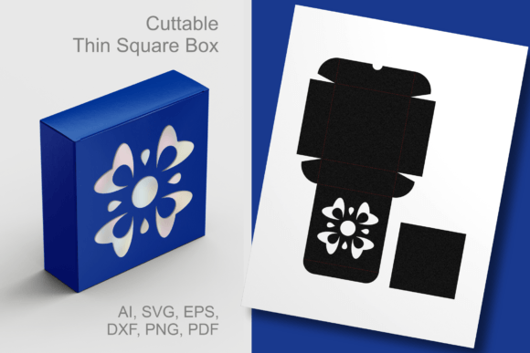 Square Adornment Window Box Template SVG for Gift Boxes