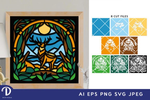 Stained Glass Christmas Deer Shadow Box: 3D SVG Review