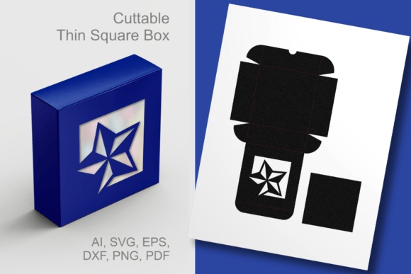Star in Quadrate Window Tin Box Template – 3D SVG Design for Local Business Branding