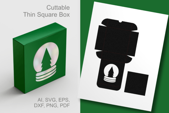 X-mas Snowe Globe Thin Square Favor Box: 3D SVG Review