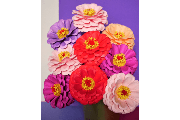 Zinnia Elegance 3D SVG: A Vibrant Paper Flower for Creative Projects